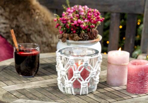 Boho lantern with macrame.